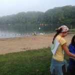 Reaching out and speaking with spectators at Triathlon.